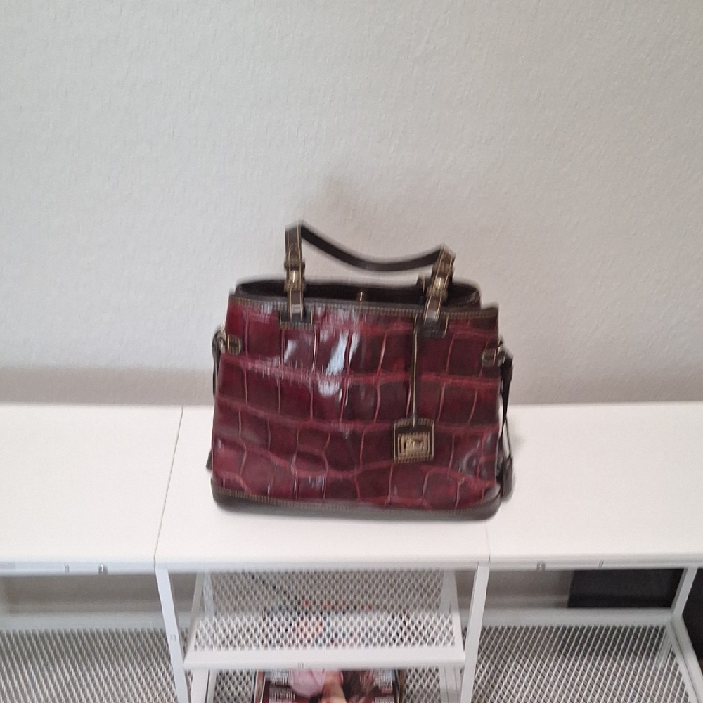 Elegant Burgundy Crocodile-Embossed Handbag